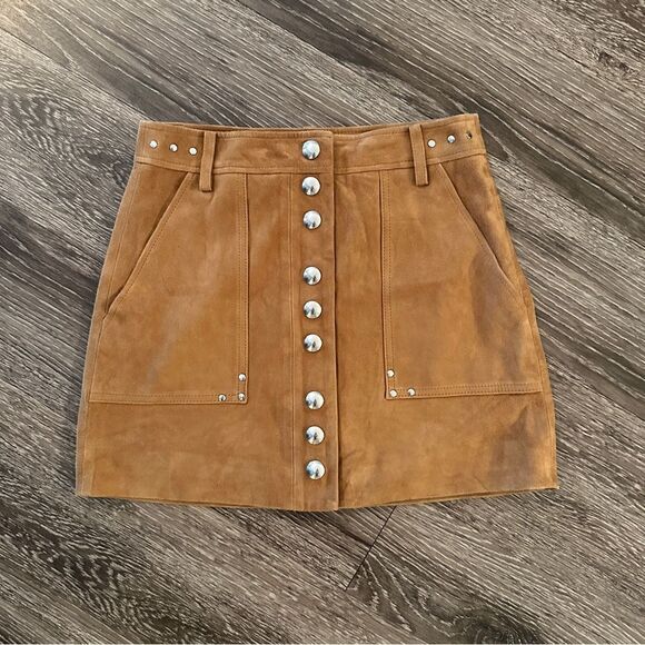 Frame Goat Suede Stud Detail Suede Miniskirt New - Picture 1 of 6